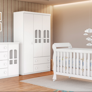 Conjunto Dormitório Infantil Sofia (Berço, Guarda Roupa e Cômoda)