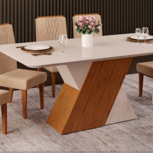 Mesa de Jantar Torino C/ Tampo de Vidro 6C