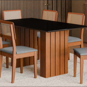 Mesa de Jantar Pulse C/ Tampo de Vidro 6C