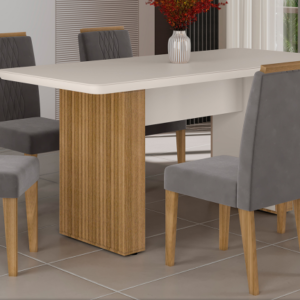 Mesa de Jantar Jaguar C/ Tampo de Vidro 6C