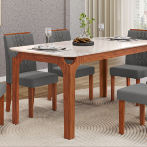 Mesa de Jantar Zoe C/ Tampo de Vidro 6C