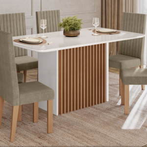 Mesa de Jantar Floratta C/ Tampo de Vidro 6C