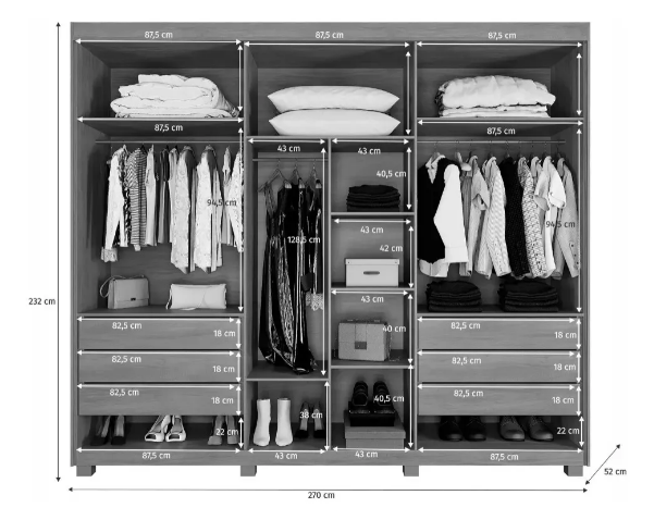 Guarda Roupa Vancouver 6P 6G - Imagem 4